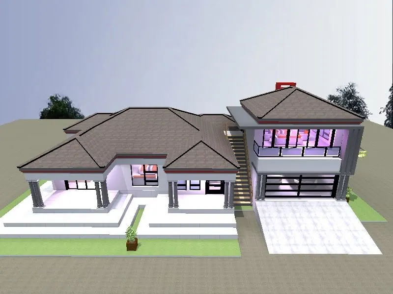 3D building design render for a modern residential home